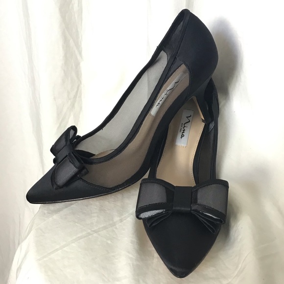 Nina Shoes - Nina Mesh Bow Pointy Heels Pumps